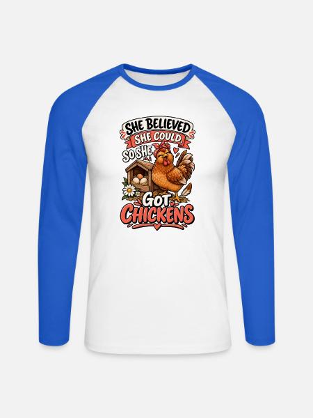 Chicken Owner Inspiration - Unisex Baseballshirt langarm - Weiß/Royalblau