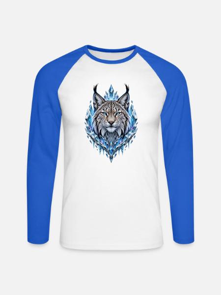 Luchs - Unisex Baseballshirt langarm - Weiß/Royalblau
