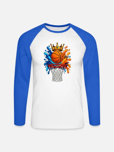 Basketball-Krone - Unisex Baseballshirt langarm - Weiß/Royalblau