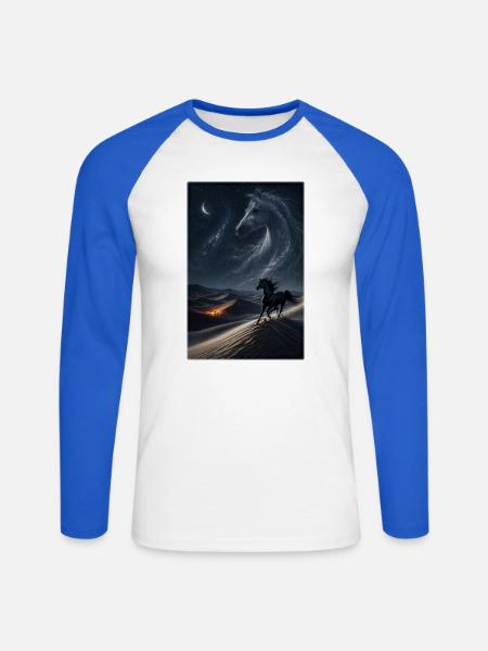 Schwarzer Araber unter Sternen - Unisex Baseballshirt langarm - Weiß/Royalblau