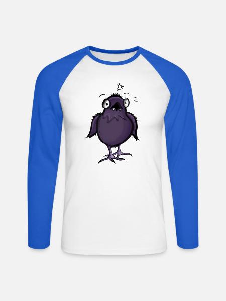 Monster Raven Charakter - Unisex Baseballshirt langarm - Weiß/Royalblau