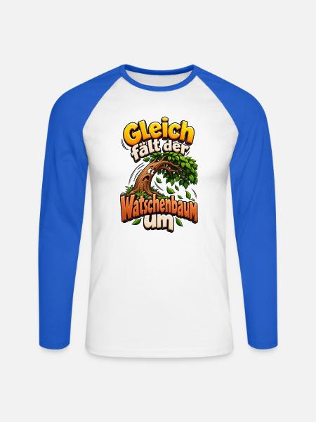 Gleich fällt der Watschenbaum - Unisex Baseballshirt langarm - Weiß/Royalblau