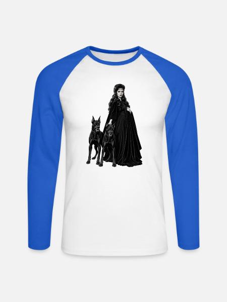 GOTISCHE CERBERUS - Unisex Baseballshirt langarm - Weiß/Royalblau