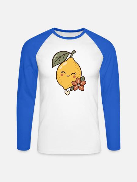 Tee und Zitrone – Zitrone - Unisex Baseballshirt langarm - Weiß/Royalblau