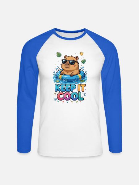 Bleib ruhig, Poolbär - Unisex Baseballshirt langarm - Weiß/Royalblau