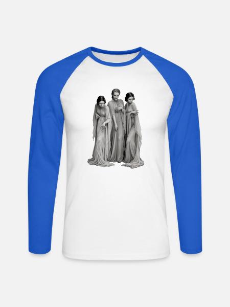DREI GLEICHE - Unisex Baseballshirt langarm - Weiß/Royalblau