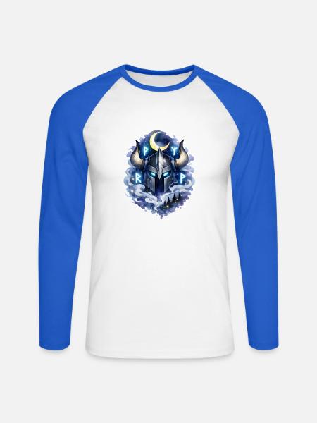 Mondnacht Vikingenkopf - Unisex Baseballshirt langarm - Weiß/Royalblau