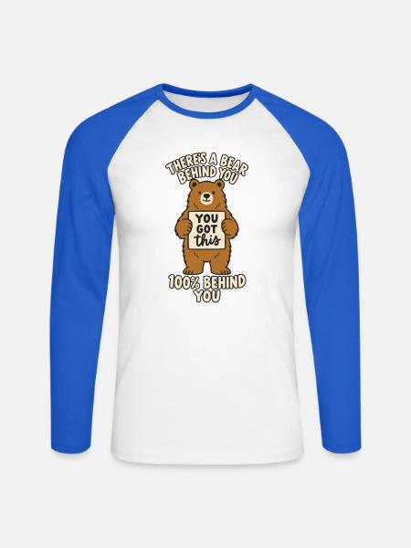 Bärenrücken - Unisex Baseballshirt langarm - Weiß/Royalblau