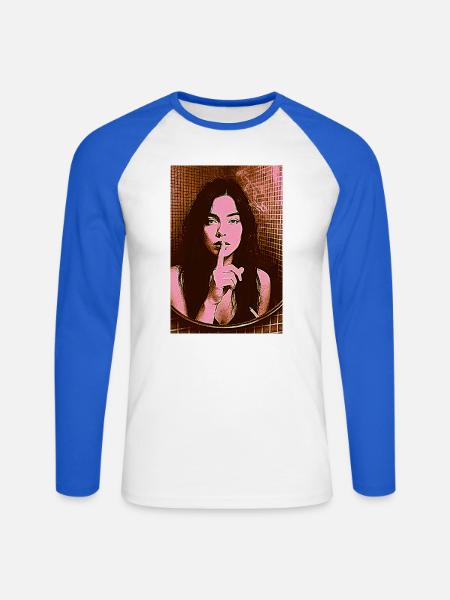 pssst VI - Unisex Baseballshirt langarm - Weiß/Royalblau