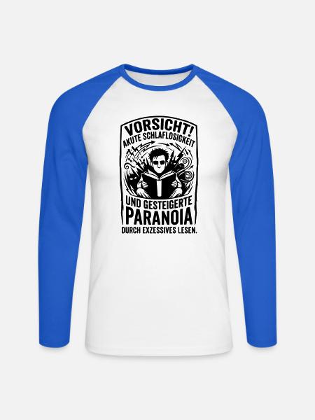 Thriller Leser Schlaflos Paranoia - Unisex Baseballshirt langarm - Weiß/Royalblau