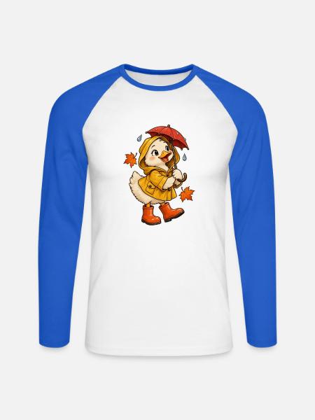 Ente in Regenstiefeln - Unisex Baseballshirt langarm - Weiß/Royalblau