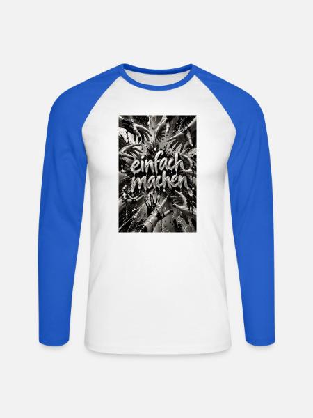 Einfach Machen – Handmotiv Kraft - Unisex Baseballshirt langarm - Weiß/Royalblau