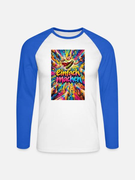 Heldenhafte Gurke Farbexplosion - Unisex Baseballshirt langarm - Weiß/Royalblau