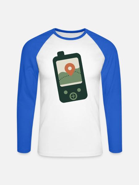 GPS-Empfänger - Unisex Baseballshirt langarm - Weiß/Royalblau