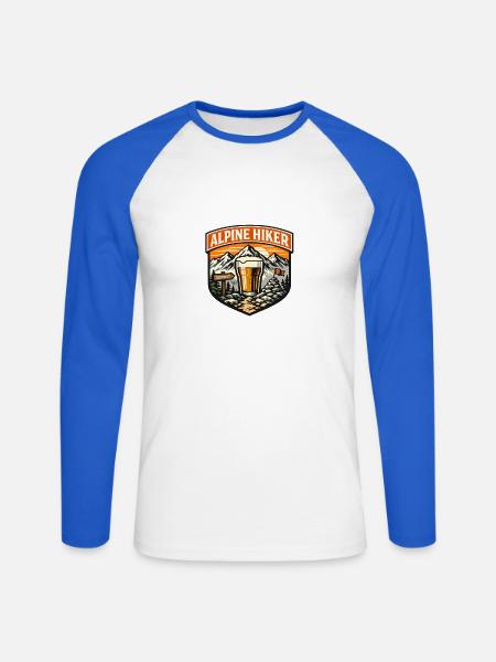 Alpine Hiker Abzeichen - Unisex Baseballshirt langarm - Weiß/Royalblau