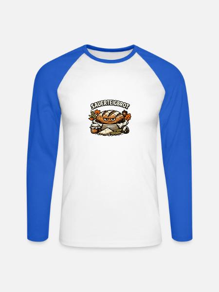 Sauerteigbrot Grummelkarikatur - Unisex Baseballshirt langarm - Weiß/Royalblau