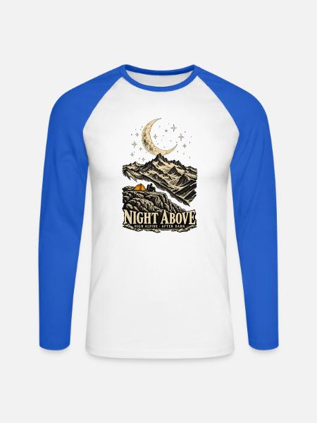 Night Above – Wandern unter Sternen - Unisex Baseballshirt langarm - Weiß/Royalblau