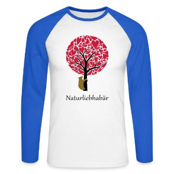 Naturliebhaber Bär Natur Liebe Naturschutz - Unisex Baseballshirt langarm - Weiß/Royalblau - Vorne - Nik (191cm)