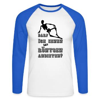 Röntgen anbieten Medizin Geschenk - Unisex Baseballshirt langarm - Weiß/Royalblau - Vorne - Nik (191cm)