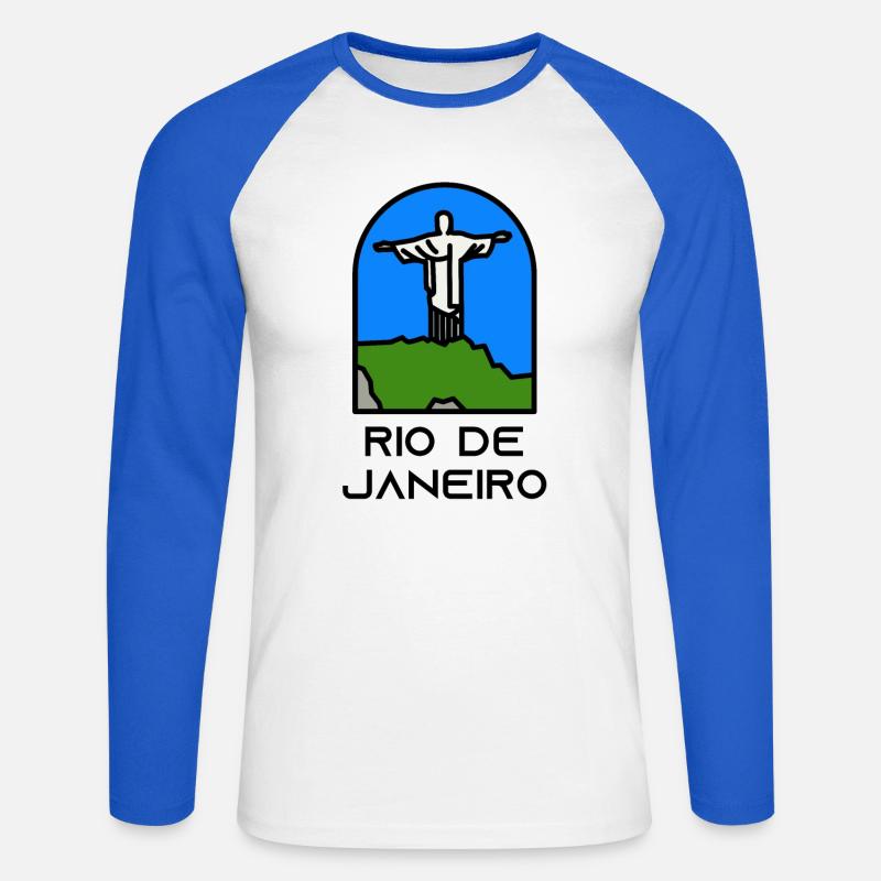 Rio de Janeiro - Maglia da baseball a manica lunga da uomo - bianco/blu royal