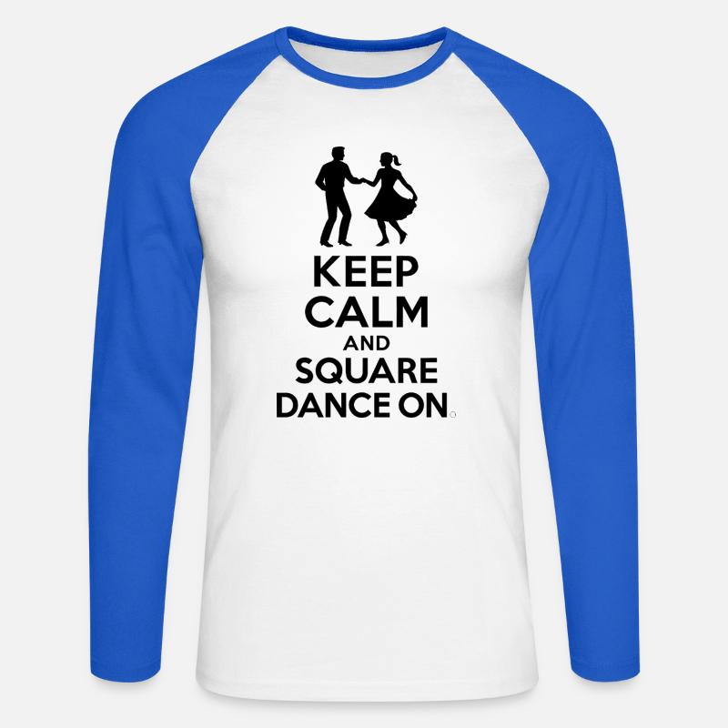 Keep Calm and Square Dance On - Unisex Baseballshirt langarm - Weiß/Royalblau
