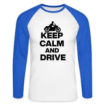RESTE CALME ET CONDUIS ! MOTARD MOTARD LIBERTÉ blak - T-shirt baseball manches longues Homme - blanc/bleu royal - Devant - Nik (191cm)