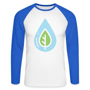 Eco Drop Nature Conservation - T-shirt baseball manches longues Homme - blanc/bleu royal - Devant - Nik (191cm)