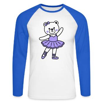 Bear ballet - Unisex Long Sleeve Baseball T-Shirt - white/royal blue - Front - Nik (191cm)