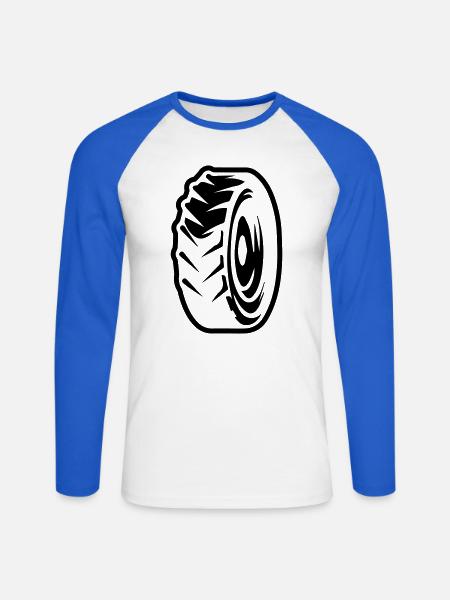 Reifen - Unisex Baseballshirt langarm - Weiß/Royalblau