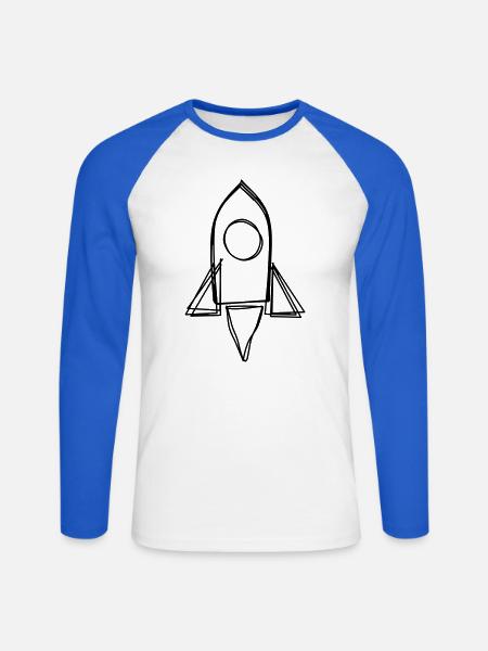 Rakete handgezeichnet - Unisex Baseballshirt langarm - Weiß/Royalblau