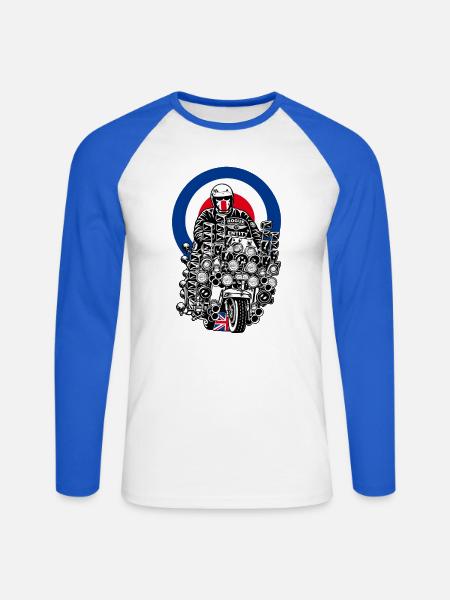 British Mod Scooter - Unisex Baseballshirt langarm - Weiß/Royalblau