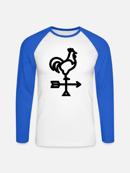 Wetterhahn - Unisex Baseballshirt langarm - Weiß/Royalblau