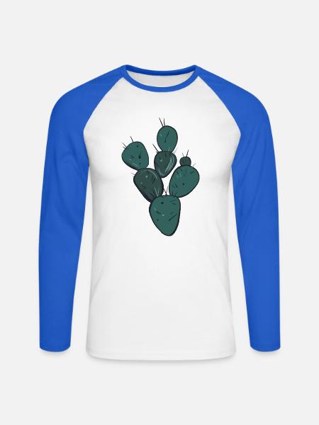 Teal-Kaktus-Cluster - Unisex Baseballshirt langarm - Weiß/Royalblau