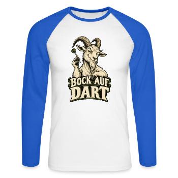 Bock auf Dart - Unisex Baseballshirt langarm - Weiß/Royalblau - Vorne - Nik (191cm)