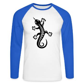Lézard, lézard - T-shirt baseball manches longues Homme - blanc/bleu royal - Devant - Nik (191cm)
