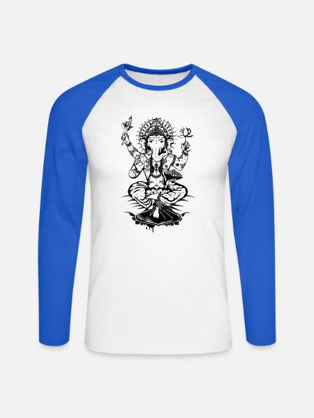 Ganesha ein Gott mit Elefantenkopf - Unisex Baseballshirt langarm - Weiß/Royalblau