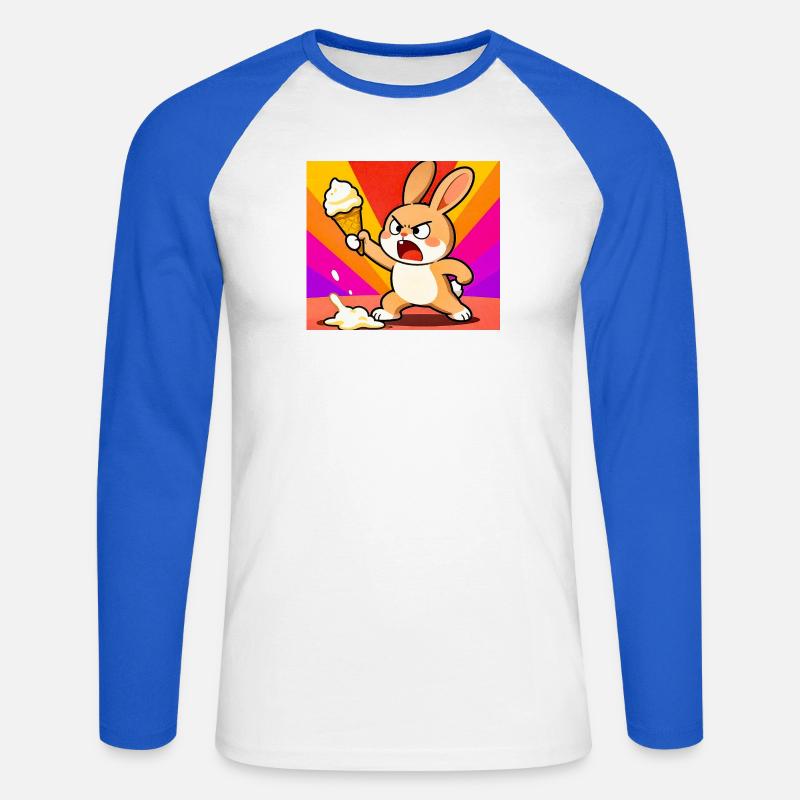 Wütender Hase mit Eiscreme - Unisex Baseballshirt langarm - Weiß/Royalblau