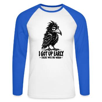  I Got Up Early There Was No Worm Funny Crow - Unisex Baseballshirt langarm - Weiß/Royalblau - Vorne - Nik (191cm)