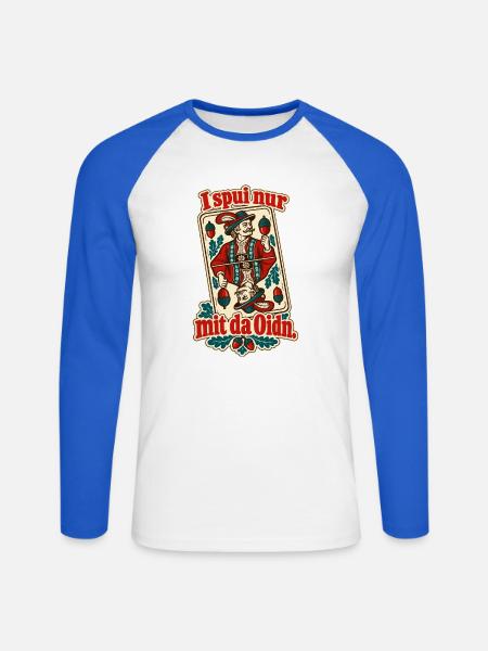 Schafkopf mit da Oidn - Unisex Baseballshirt langarm - Weiß/Royalblau