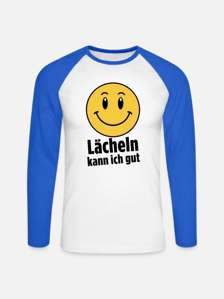 Lächeln kann ich gut - Unisex Baseballshirt langarm - Weiß/Royalblau
