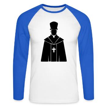 Priester Pfarrer Theologie Geschenk Christentum  - Unisex Baseballshirt langarm - Weiß/Royalblau - Vorne - Nik (191cm)