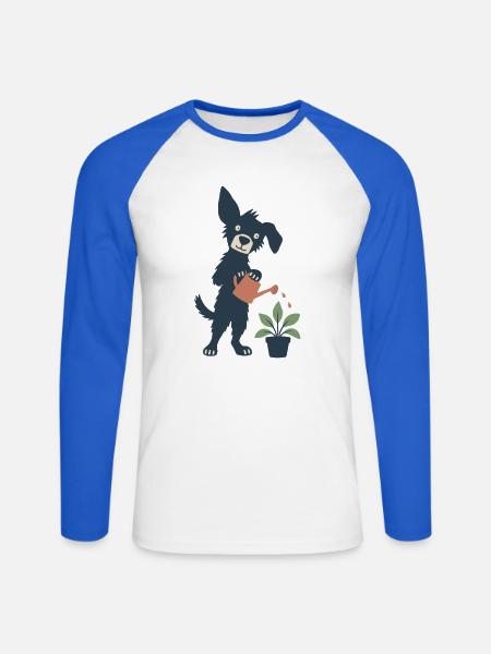 Gießpflanzen für den Hund - Unisex Baseballshirt langarm - Weiß/Royalblau