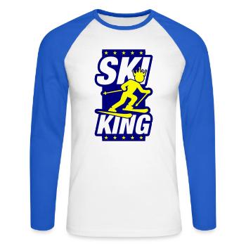 Ski King - Unisex Baseballshirt langarm - Weiß/Royalblau - Vorne - Nik (191cm)