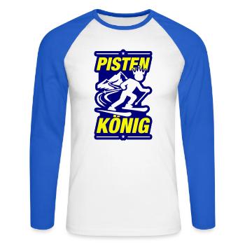 Pistes de ski de König - T-shirt baseball manches longues Homme - blanc/bleu royal - Devant - Nik (191cm)