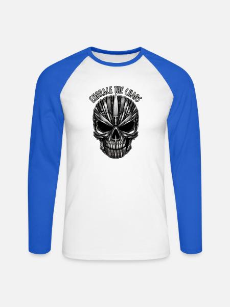 Klingen Schädel Chaos Umarmung - Unisex Baseballshirt langarm - Weiß/Royalblau