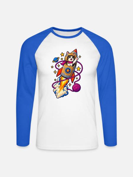 Karton-Orbit - Unisex Baseballshirt langarm - Weiß/Royalblau