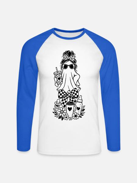 Mama Geist - Unisex Baseballshirt langarm - Weiß/Royalblau