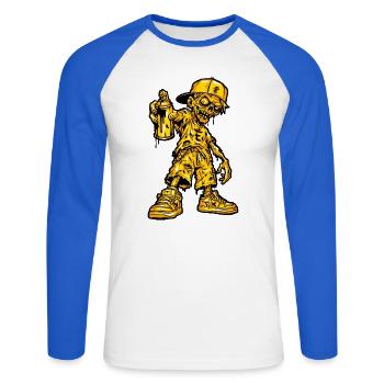 Zombie Graffiti Halloween - Unisex Baseballshirt langarm - Weiß/Royalblau - Vorne - Nik (191cm)