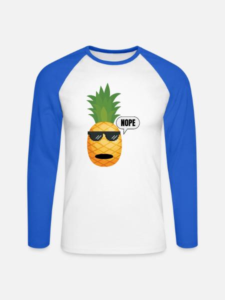 Annanas_Spruch-_Nope - Unisex Baseballshirt langarm - Weiß/Royalblau