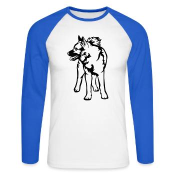 Norwegischer Elchhund - Unisex Baseballshirt langarm - Weiß/Royalblau - Vorne - Nik (191cm)